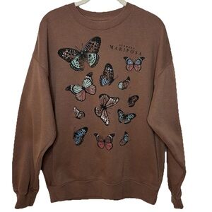 Brown Butterfly Print Sweatshirt